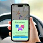 Application chargemap sur un écran de smartphone dans une voiture